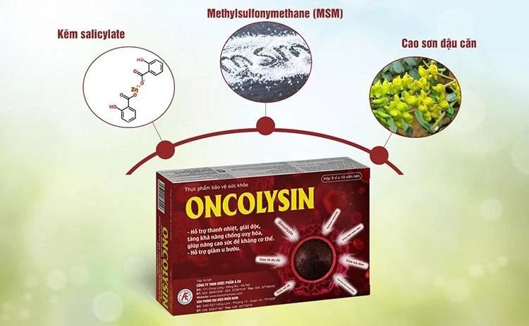 Thành phần Oncolysin gồm các thảo dược thiên nhiên có tác dụng hỗ trợ giảm u bướu.webp